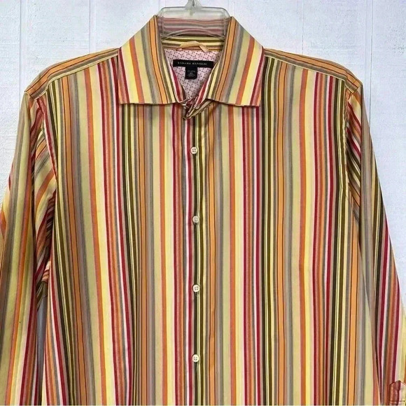 Banana Republic Mens Yellow Striped Dress Shirt Size XL - Picture 2 of 7